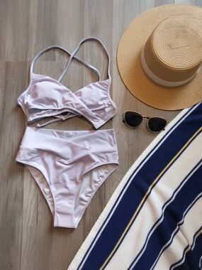 XS Victoria’s Secret PINK Lavender Criss Cross Wrap Bikini Set